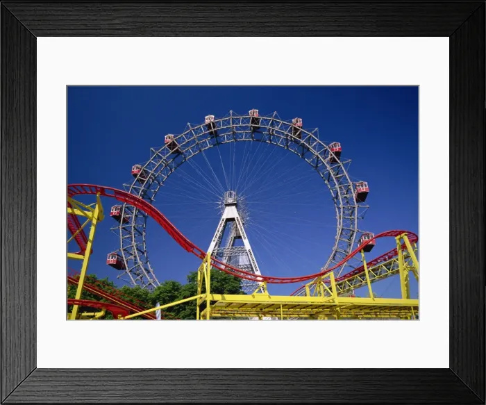 Framed Print : Big wheel with roller coaster, Prater, Vienna, Austria, Europe Framed Print : Big wheel with roller coaster, Prater, Vienna, Austria, Europe