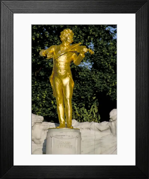 Framed Print : Close-up of statue on Strauss Memorial, Stadpark, Vienna, Austria, Europe