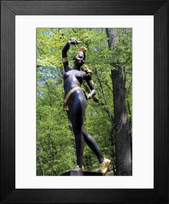 Framed Print : Close-up of a statue of a female nude in the garden, art nouveau period Framed Print : Close-up of a statue of a female nude in the garden, art nouveau period