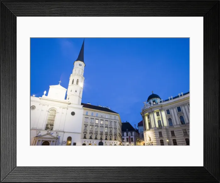 Framed Print : Michaelerkirche spire in the evening, Michaelerplatz, Vienna, Austria, Europe Framed Print : Michaelerkirche spire in the evening, Michaelerplatz, Vienna, Austria, Europe