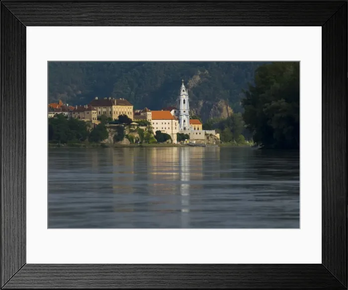 Framed Print : Stiftskirche and River Danube, Durnstein, Wachau, Austria Framed Print : Stiftskirche and River Danube, Durnstein, Wachau, Austria