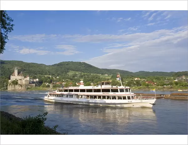 River cruise steam boat and Schloss Schonbuhel, Wachau, Lower Austria, Austria, Europe