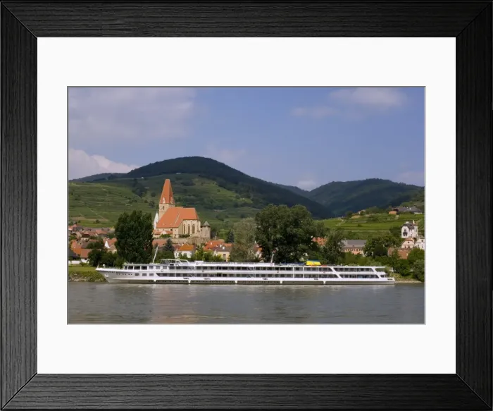 Framed Print : Weissenkirchen pfarrkirche and vineyards, Wachau, UNESCO World Heritage Site