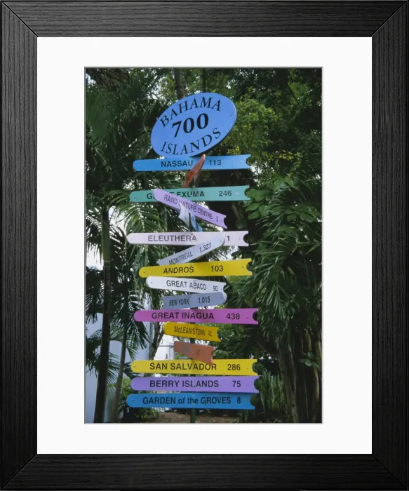 Framed Print : Signpost, Freeport, Grand Bahama, Bahamas, Central America Framed Print : Signpost, Freeport, Grand Bahama, Bahamas, Central America