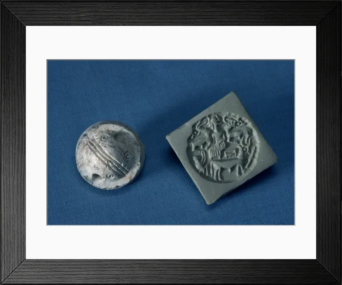 Framed Print : Steatite Dilmun seals from around 2350 BC, New National Museum, Manama Framed Print : Steatite Dilmun seals from around 2350 BC, New National Museum, Manama