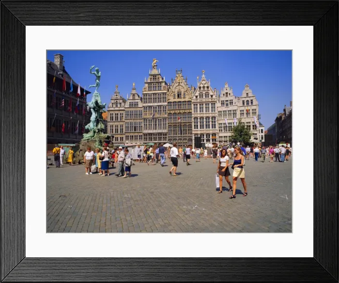 Framed Print : Restored Guildhouses, and the Brabo Fountain, Grote Markt, Antwerp, Belgium Framed Print : Restored Guildhouses, and the Brabo Fountain, Grote Markt, Antwerp, Belgium