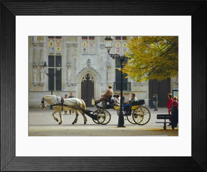 Framed Print : Horse-drawn Trap, Bruges, Belgium Framed Print : Horse-drawn Trap, Bruges, Belgium