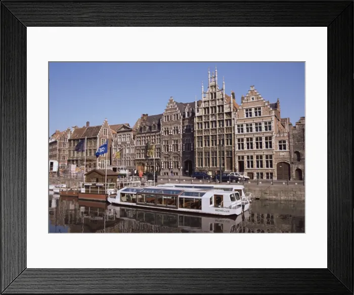 Framed Print : Old port and guild houses on the Graslei, River Lys (Leie) waterway, Ghent Framed Print : Old port and guild houses on the Graslei, River Lys (Leie) waterway, Ghent