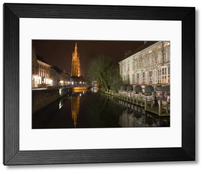 Framed Print : Looking south west along Dijver, towards The Church of Our Lady (Onze Lieve Vrouwekerk) Framed Print : Looking south west along Dijver, towards The Church of Our Lady (Onze Lieve Vrouwekerk)
