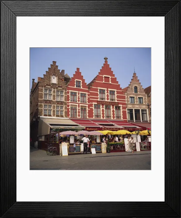 Framed Print : Outdoor cafe facades, Market Square, Bruges, Belgium, Europe Framed Print : Outdoor cafe facades, Market Square, Bruges, Belgium, Europe