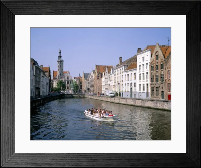 Framed Print : Boat trips along the canals, Bruges (Brugge), UNESCO World Heritage Site, Belgium, Europe
