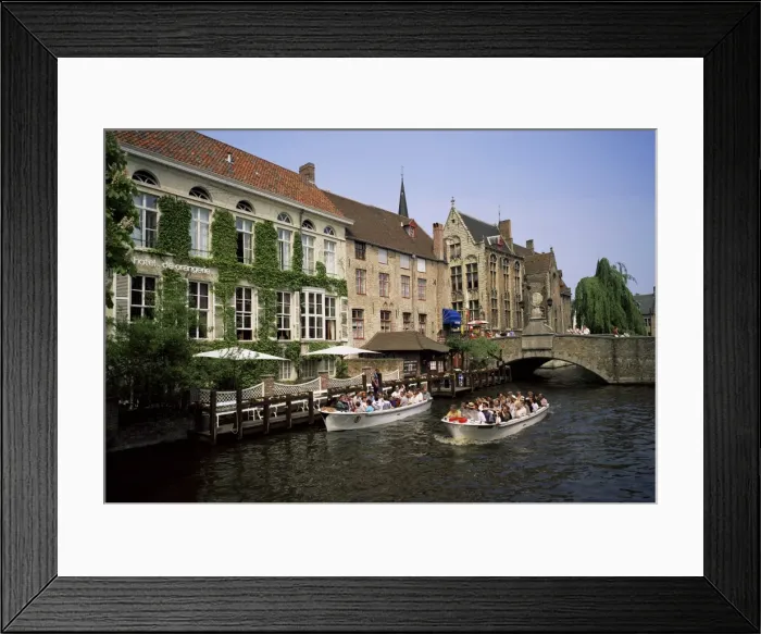 Framed Print : Boat trips along the canals, Bruges, Belgium, Europe Framed Print : Boat trips along the canals, Bruges, Belgium, Europe