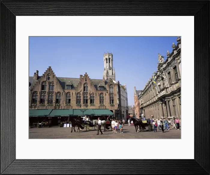 Framed Print : Burg Square and Belfry Tower, Bruges, Belgium, Europe
