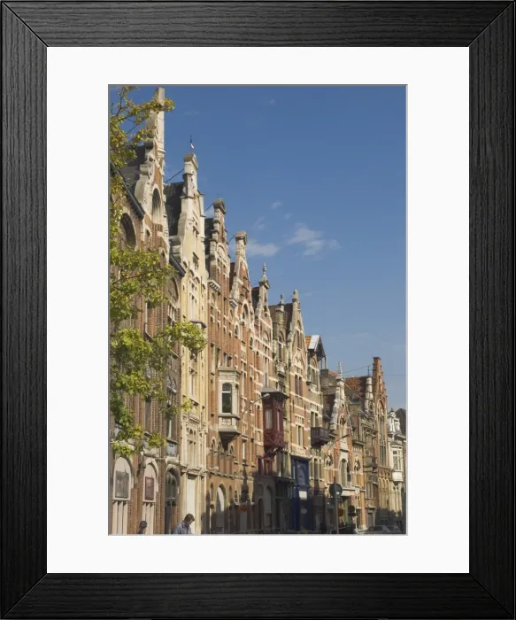 Framed Print : Street of traditional gabled houses, Ghent, Belgium, Europe Framed Print : Street of traditional gabled houses, Ghent, Belgium, Europe