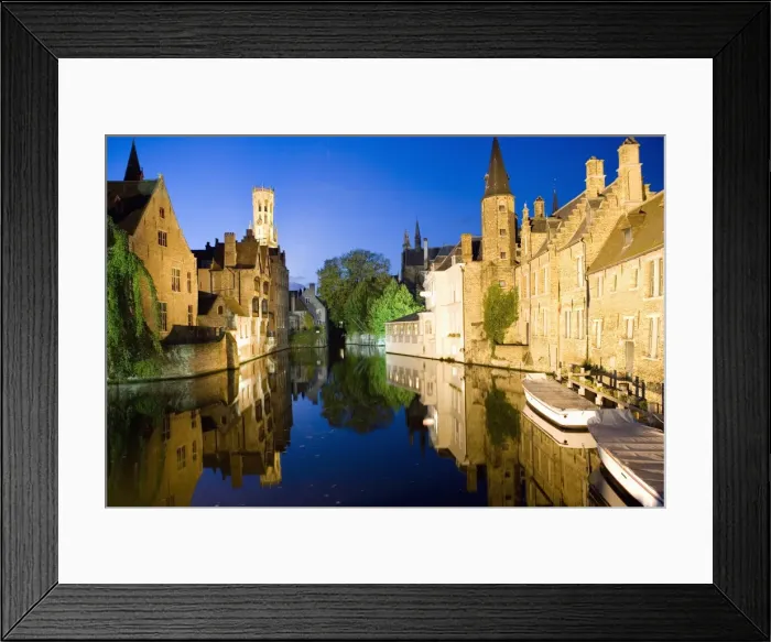 Framed Print : Canal and Belfry Tower in the evening, UNESCO World Heritage Site, Bruges Framed Print : Canal and Belfry Tower in the evening, UNESCO World Heritage Site, Bruges
