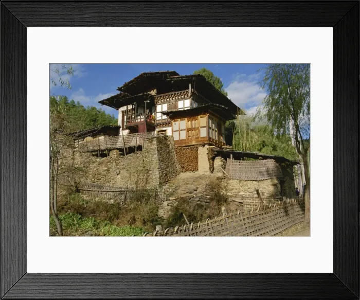 Framed Print : Typical farmhouse, Bumthang, Bhutan, Asia Framed Print : Typical farmhouse, Bumthang, Bhutan, Asia