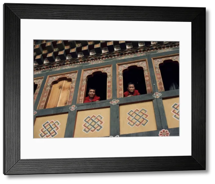 Framed Print : Monks, Bhutan, Asia Framed Print : Monks, Bhutan, Asia