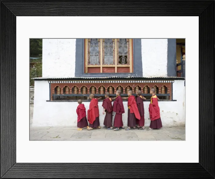 Framed Print : Young Buddhist monks, Karchu Dratsang Monastery, Buthang, Bhutan, Asia