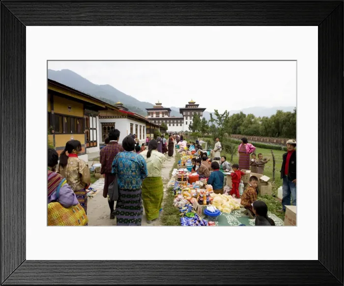 Framed Print : Market during Buddhist festival (Tsechu), Thimphu, Bhutan, Asia