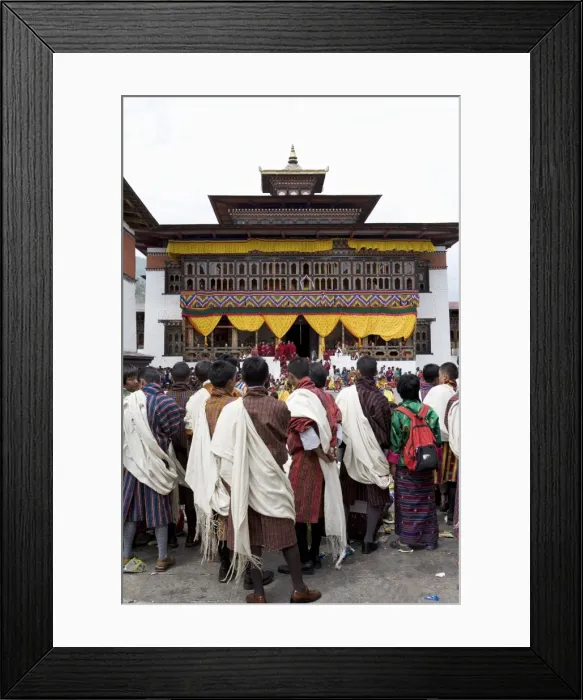 Framed Print : Bhutanese men in traditional dress, Buddhist festival (Tsechu), Trashi Chhoe Dzong Framed Print : Bhutanese men in traditional dress, Buddhist festival (Tsechu), Trashi Chhoe Dzong