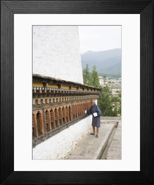 Framed Print : Old Bhutanese man turning prayer wheels in Buddhist temple, Thimphu, Bhutan, Asia Framed Print : Old Bhutanese man turning prayer wheels in Buddhist temple, Thimphu, Bhutan, Asia