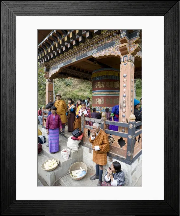 Framed Print : Market around giant prayer wheel, Trongsa, Bhutan, Asia Framed Print : Market around giant prayer wheel, Trongsa, Bhutan, Asia