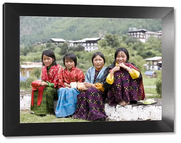 Bhutanese girls, Thimphu, Bhutan, Asia