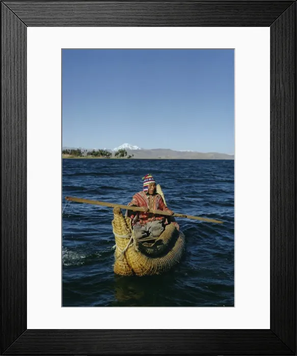 Framed Print : Aymara Indian in a reed boat, Lake Titicaca, Bolivia, South America Framed Print : Aymara Indian in a reed boat, Lake Titicaca, Bolivia, South America