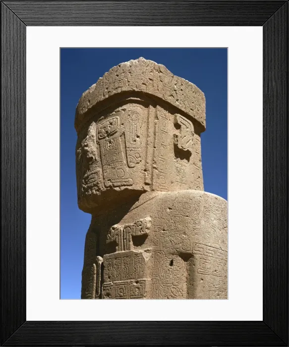 Framed Print : Close-up of carved statue at the Tiahuanaco site, 400-900 AD in Bolivia, South America Framed Print : Close-up of carved statue at the Tiahuanaco site, 400-900 AD in Bolivia, South America