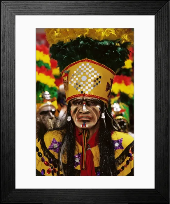 Framed Print : Portrait of a Tobas warrior, the Devil dance (La Diablada), carnival, Oruro Framed Print : Portrait of a Tobas warrior, the Devil dance (La Diablada), carnival, Oruro
