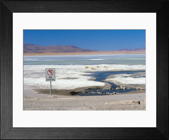Framed Print : No parking sign, Laguna Colorada, Uyuni, Bolivia, South America Framed Print : No parking sign, Laguna Colorada, Uyuni, Bolivia, South America