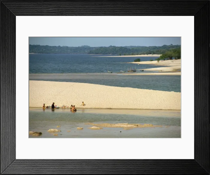 Framed Print : Groups of people and boats on the sand spit beaches at Alter do Chao on the Tapajos River in the Amazon area of Brazil Framed Print : Groups of people and boats on the sand spit beaches at Alter do Chao on the Tapajos River in the Amazon area of Brazil
