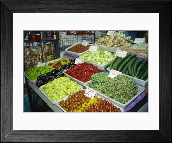Framed Print : Salad vegetables and spices for sale in the Mercado Central in Belo Horizonte Framed Print : Salad vegetables and spices for sale in the Mercado Central in Belo Horizonte