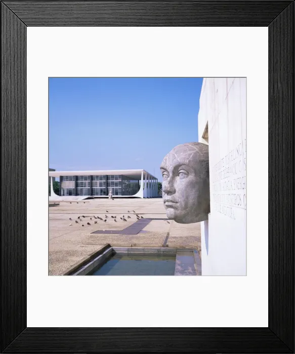 Framed Print : President Juscelino Kubitschek, with Palacio da Justica in the background Framed Print : President Juscelino Kubitschek, with Palacio da Justica in the background