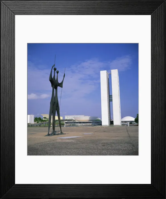 Framed Print : Statues, before the Palacio do Congresso, Brasilia, UNESCO World Heritage Site