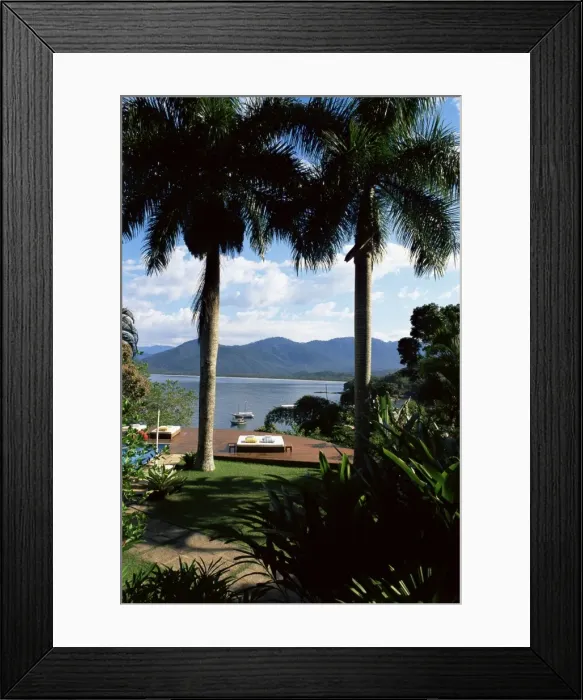 Framed Print : Sundeck and view across the bay, Pousada Picinguaba, Costa Verde, south of Rio Framed Print : Sundeck and view across the bay, Pousada Picinguaba, Costa Verde, south of Rio