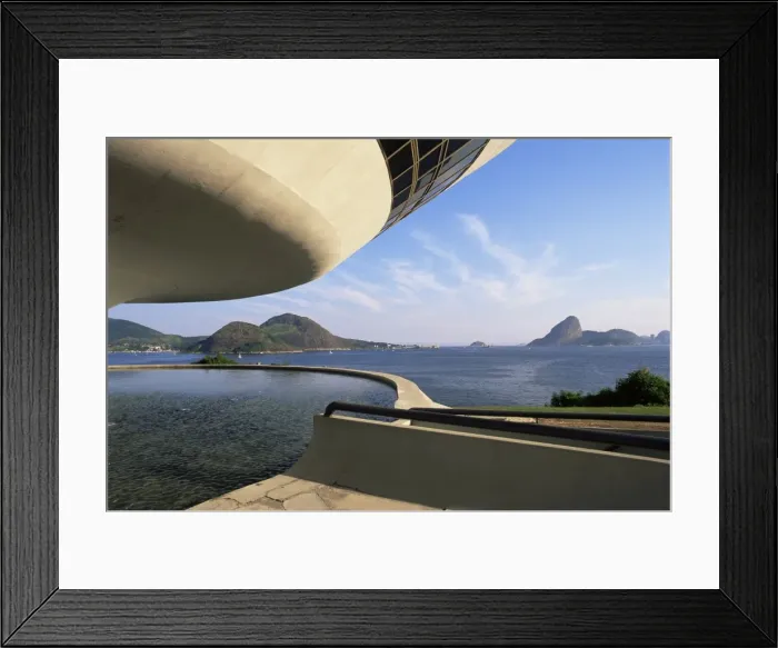Framed Print : View across bay to Rio from Museo de Arte Contemporanea, by Oscar Niemeyer Framed Print : View across bay to Rio from Museo de Arte Contemporanea, by Oscar Niemeyer