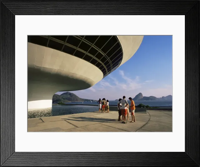 Framed Print : People looking at view across bay to Rio from Museo de Arte Contemporanea Framed Print : People looking at view across bay to Rio from Museo de Arte Contemporanea