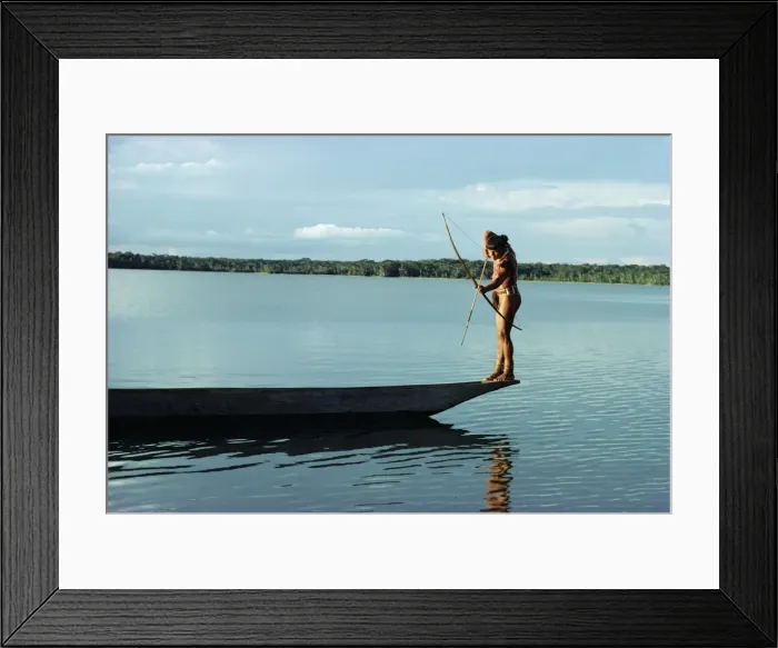 Framed Print : Indian fishing with bow and arrow, Xingu, Amazon region, Brazil, South America Framed Print : Indian fishing with bow and arrow, Xingu, Amazon region, Brazil, South America