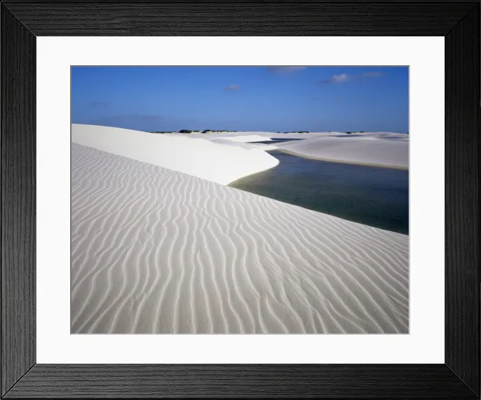 Framed Print : Sand dunes near Lagoa Bonita (Beautiful Lagoon), Parque Nacional dos Lencois Maranhenses Framed Print : Sand dunes near Lagoa Bonita (Beautiful Lagoon), Parque Nacional dos Lencois Maranhenses