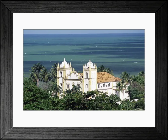 Framed Print : Aerial view of Igrejia NS do Carmo and sea in background, Olinda, Per. Brazil Framed Print : Aerial view of Igrejia NS do Carmo and sea in background, Olinda, Per. Brazil