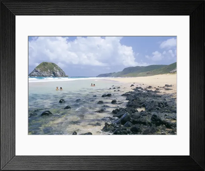 Framed Print : People swimming at Praia do Leao beach, Parque Nacional de Fernando de Norohna Framed Print : People swimming at Praia do Leao beach, Parque Nacional de Fernando de Norohna