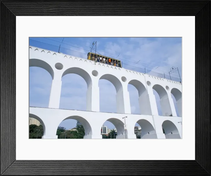 Framed Print : Santa Teresa Bondinho (tram) travelling over a bridge, Rio de Janeiro, Brazil Framed Print : Santa Teresa Bondinho (tram) travelling over a bridge, Rio de Janeiro, Brazil