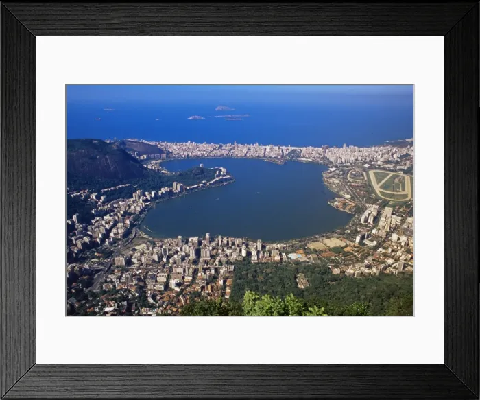 Framed Print : Aerial view of Lago Rodrigo de Freitas and the quarter of Ipanema, Rio de Janeiro Framed Print : Aerial view of Lago Rodrigo de Freitas and the quarter of Ipanema, Rio de Janeiro