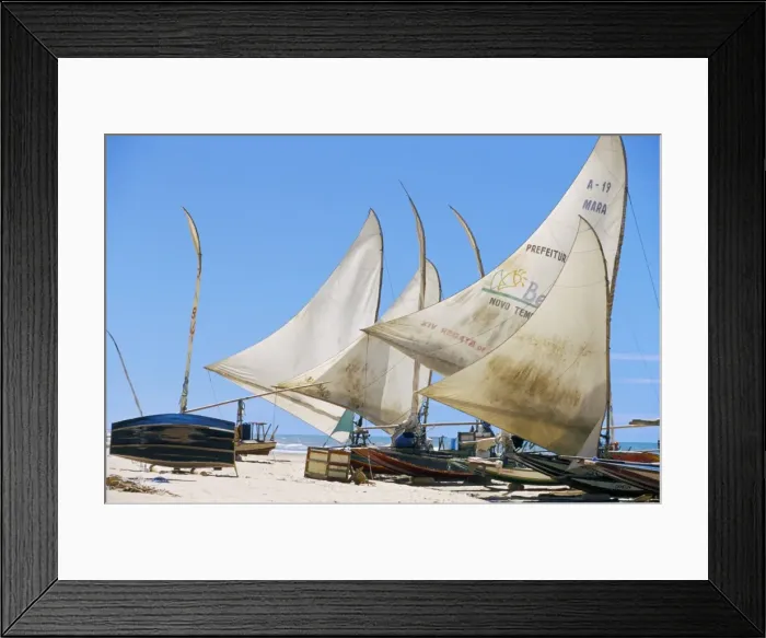 Framed Print : Jangada fishermens boats on the beach, near Canoa Quedrada, Caera Framed Print : Jangada fishermens boats on the beach, near Canoa Quedrada, Caera