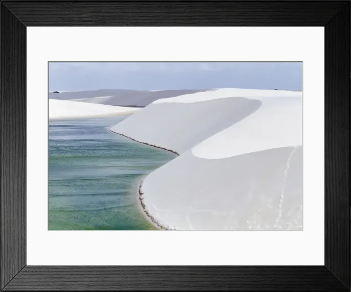 Framed Print : Lagoa Azul (Blue lagoon) and sandy dunes at Parque Nacional dos Lencois Maranhenses