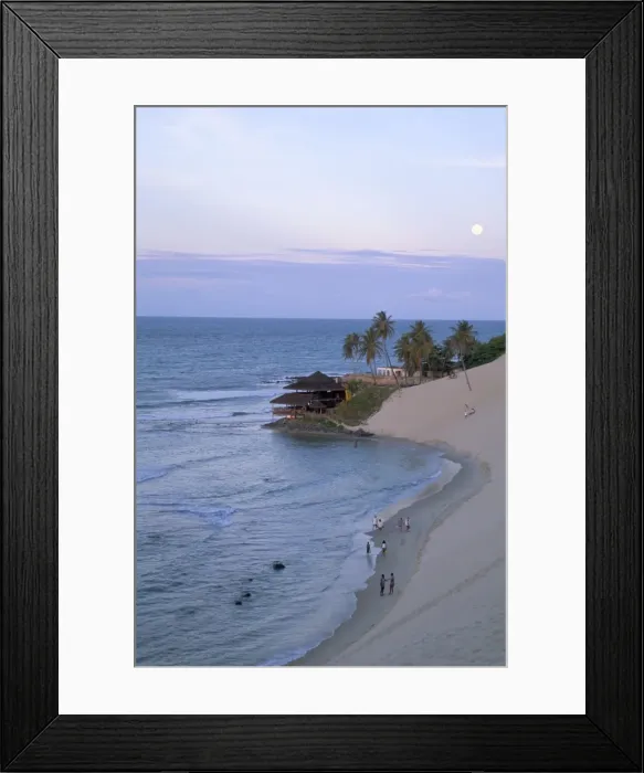 Framed Print : Beach, dunes and Bar 21 at dusk, Genipabu, Natal, Rio Grande do Norte state