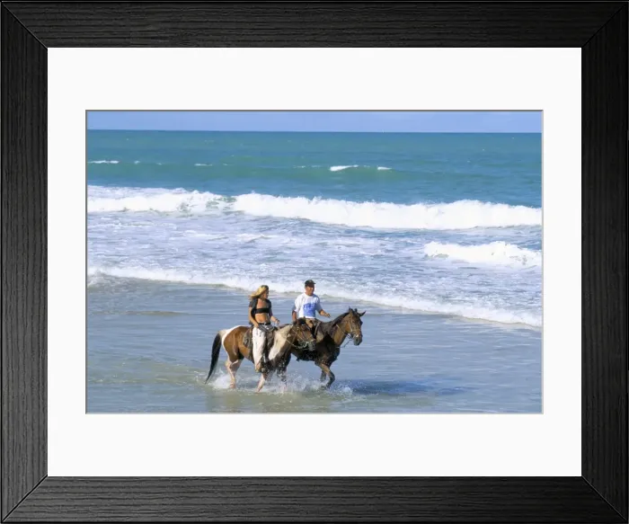 Framed Print : Couple riding horses on the beach, Tibau do Sul, Natal, Rio Grande do Norte state Framed Print : Couple riding horses on the beach, Tibau do Sul, Natal, Rio Grande do Norte state