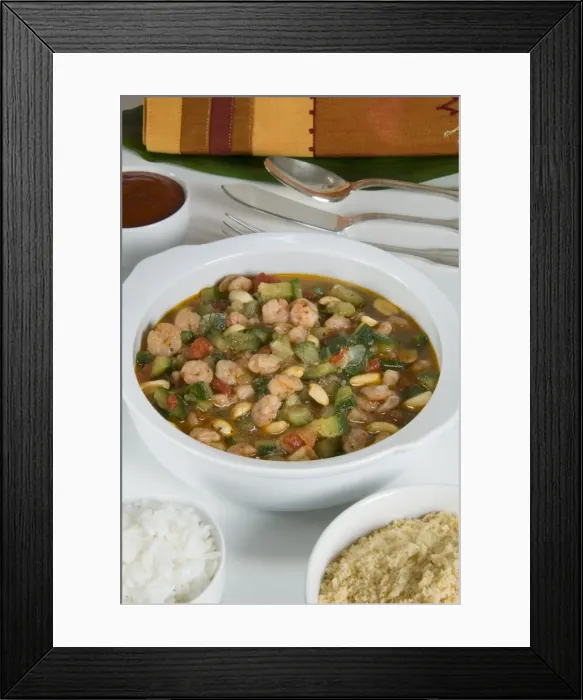 Framed Print : Brazilian food, caruru de camarao (vegetable soup with shrimps), Brazil, South America Framed Print : Brazilian food, caruru de camarao (vegetable soup with shrimps), Brazil, South America