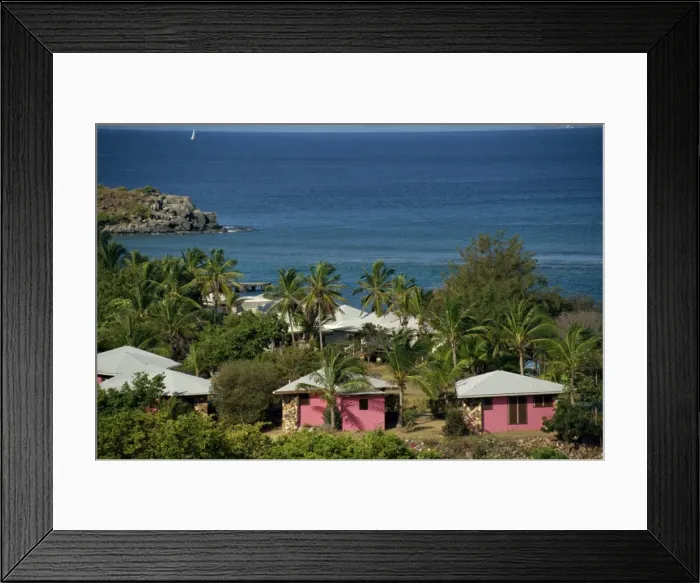 Framed Print : Aerial view over apartments of the Fischers Cove Resort, near Spanish Town Framed Print : Aerial view over apartments of the Fischers Cove Resort, near Spanish Town